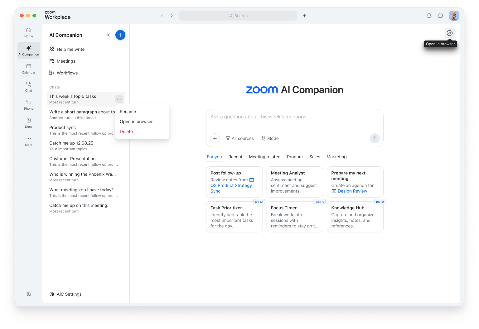 Zoom AI Companion Integration